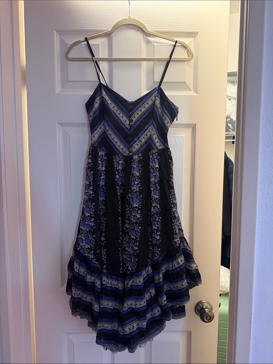 Free People Dresses & Skirts - Free People Black and Purple Striped Smocked dress